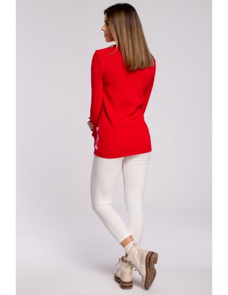 MXS04 Kalėdinis džemperis su šiaurės elniais - raudonas