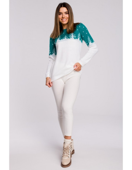 MXS05 Kalėdinis džemperis su eglutės motyvu - smaragdinis