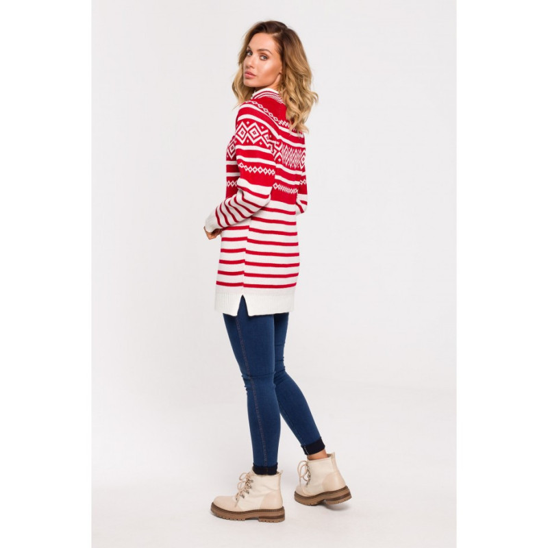 MXS08 Ilgas megztinis su golfu - raudonas 2