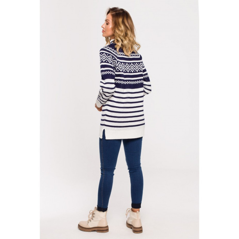 MXS08 Ilgas megztinis su golfu - tamsiai mėlynas 2