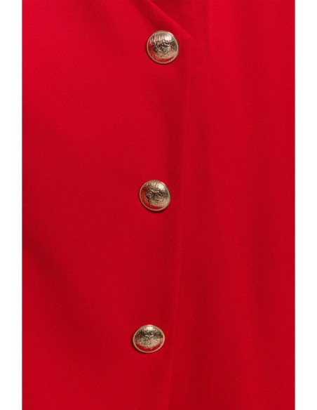 M793 Švarkelio formos suknelė su auksinėmis sagomis - raudona