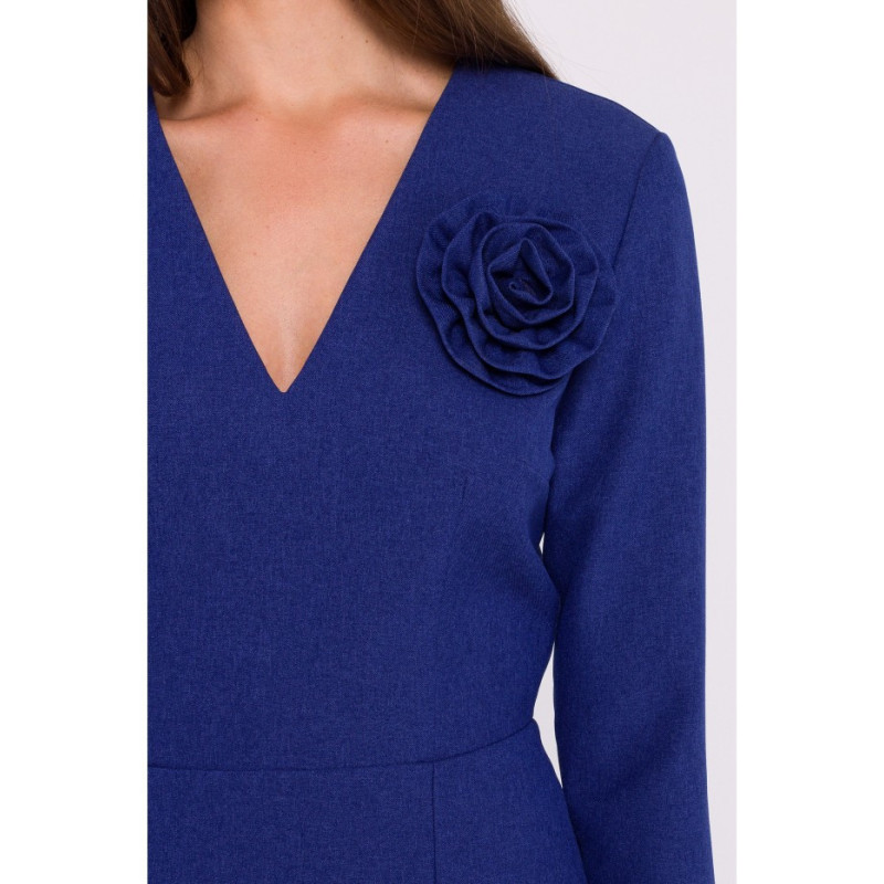 S372 Midi suknelė su gėlėmis - mėlyna 2