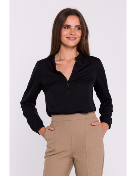 S375 Palaidinė ilgomis rankovėmis - juoda