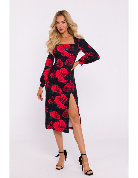 M813 Raštuota suknelė su aukštakulniais iškirpimais - 1 modelis