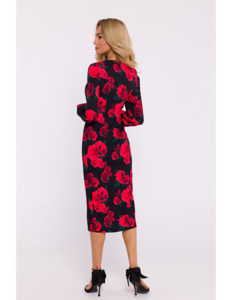 M813 Raštuota suknelė su aukštakulniais iškirpimais - 1 modelis