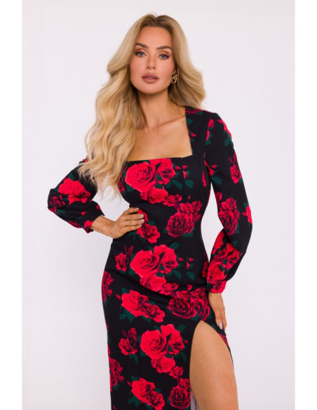 M813 Raštuota suknelė su aukštakulniais iškirpimais - 1 modelis