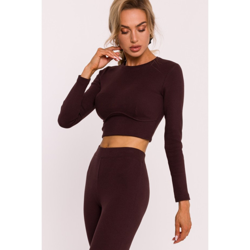 M817 Briaunota palaidinė su korsetinėmis siūlėmis - ruda 2