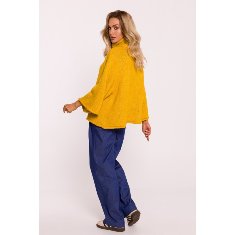 M822 Megztinis golfu su plačiomis rankovėmis - medus 2