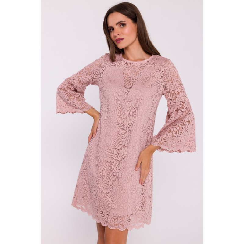 S380 Nėriniuota trapecijos formos suknelė - pudros mėlyna 2