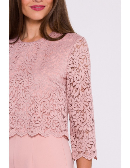 S381 Kombinezonas su nėriniuota viršutine dalimi - pudros mėlyna