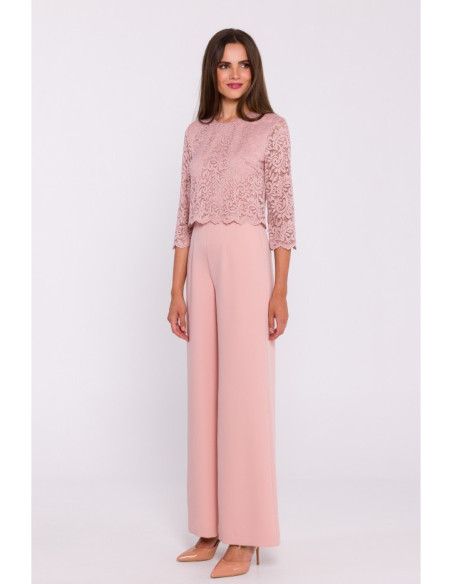 S381 Kombinezonas su nėriniuota viršutine dalimi - pudros mėlyna