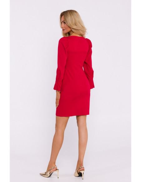 M836 Mini suknelė su gilia iškirpte - raudona