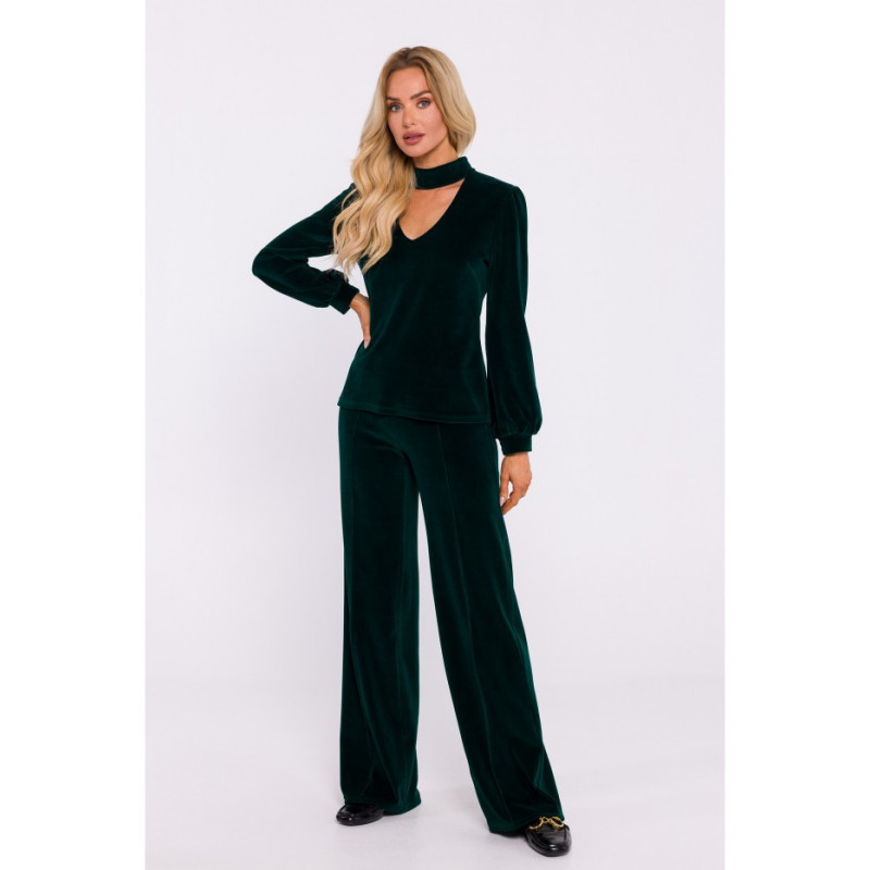 M831 Veliūrinė palaidinė su iškirpte - žalia 2