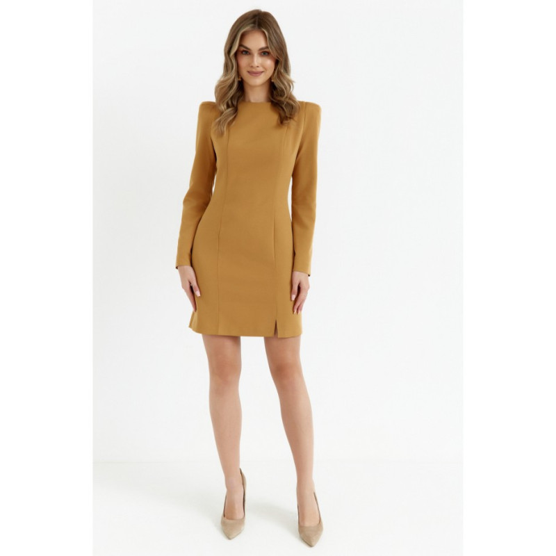 M755 Suknelė su modeliavimo siūlėmis - cinamoninė 2