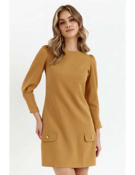 K148 Trapecijos formos suknelė - cinamonas