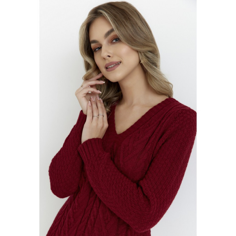 M713 Suknelė su pintu priekiu - bordo spalvos 2