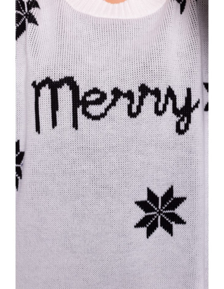 MXS10 Kalėdinis oversize megztinis - baltas