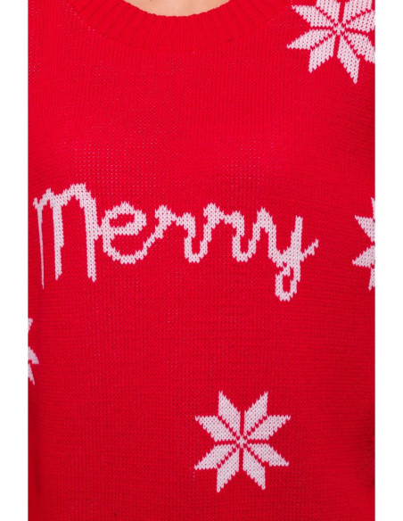 MXS10 Kalėdinis oversize megztinis - raudonas