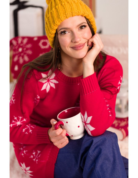 MXS11 Kalėdinė megztinė suknelė - raudona