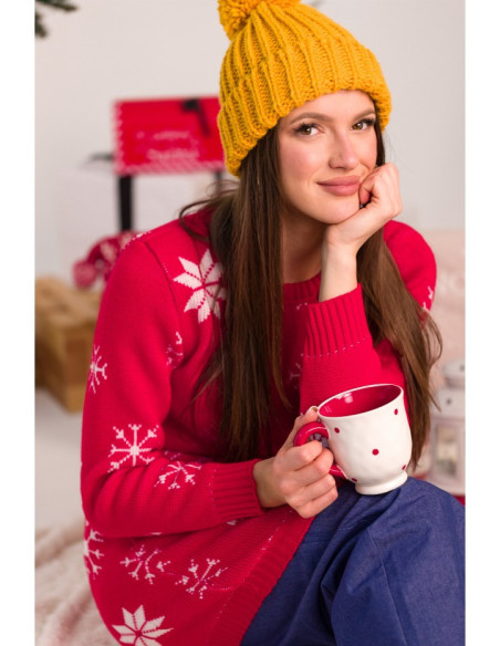 MXS11 Kalėdinė megztinė suknelė - raudona