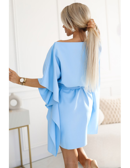  287-36 SOFIA Butterfly Dress with Waist Tie - Pastel Blue 