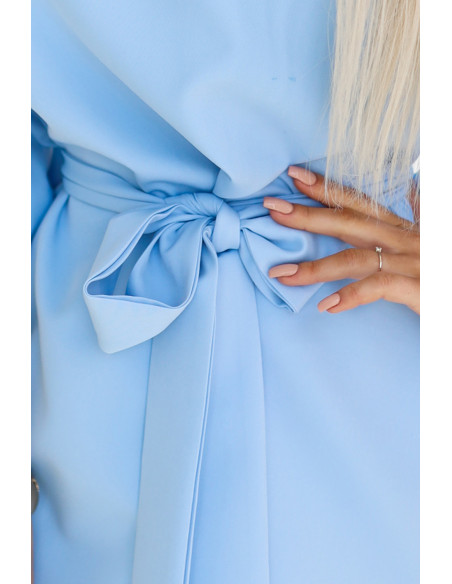  287-36 SOFIA Butterfly Dress with Waist Tie - Pastel Blue 