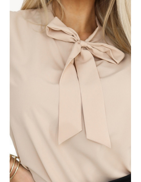  140-25 Business blouse with long sleeves and front ties - beige 
