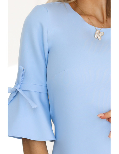  217-11 NEVA Trapeze dress with ties on sleeves - light blue 