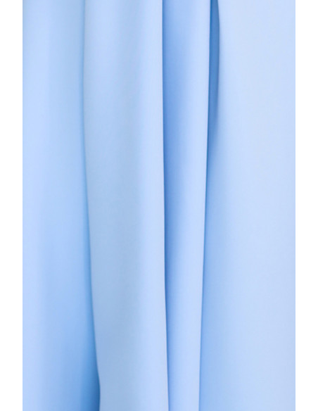  348-12 SCARLETT - flared midi dress with envelope neckline and belt - light blue 