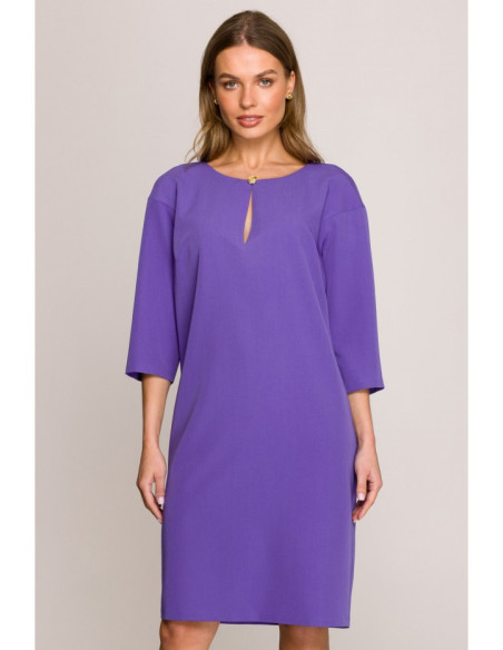 S394 Laisvo kirpimo suknelė su ašaros formos iškirpte - violetinė