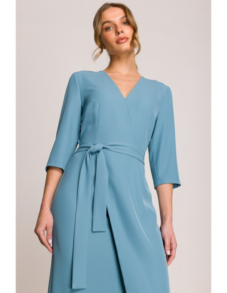 S396 Suknelė su voko motyvu - šaltai mėlyna