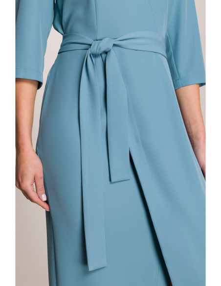 S396 Suknelė su voko motyvu - šaltai mėlyna