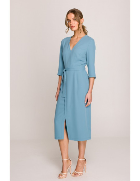 S396 Suknelė su voko motyvu - šaltai mėlyna