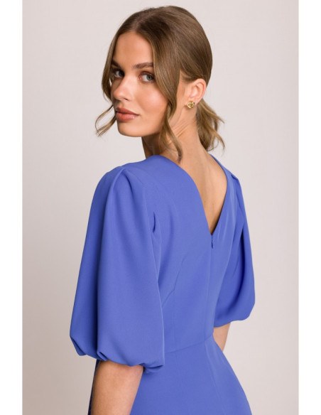 S399 Suknelė su rankovėmis - mėlyna