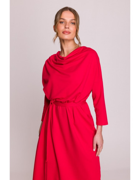 S403 Modalinė oversize suknelė - raudona
