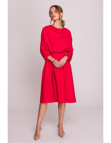 S403 Modalinė oversize suknelė - raudona