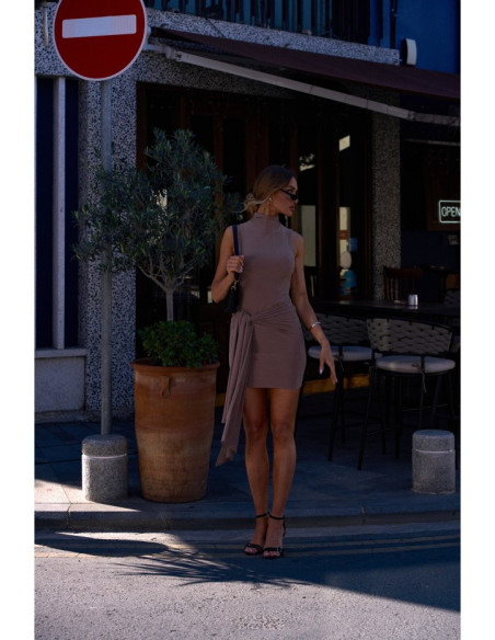 M841 Mini suknelė su susegamomis petnešomis - smėlio spalvos