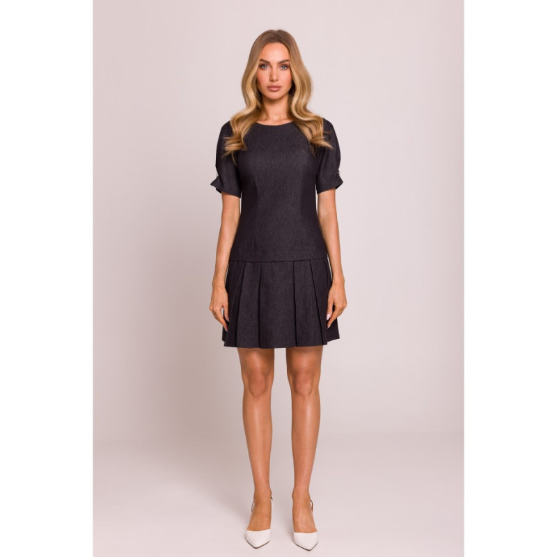 M842 Suknelė su klostuota apačia - grafito spalvos 2