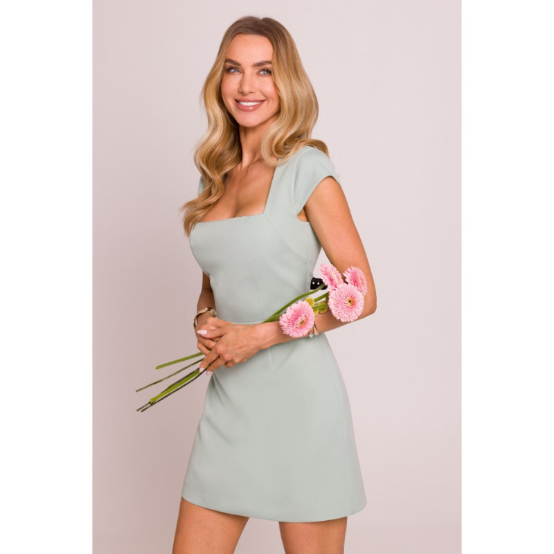 M846 Mini suknelė su gilia iškirpte - mėtų spalvos 2