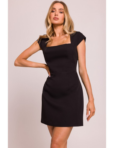 M846 Mini suknelė su gilia iškirpte - juoda
