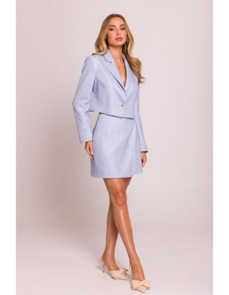 M854 Mini sijonas su apvadais - mėlynas