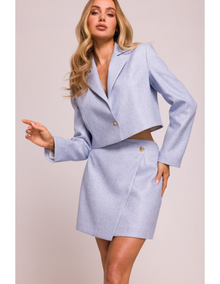 M854 Mini sijonas su apvadais - mėlynas