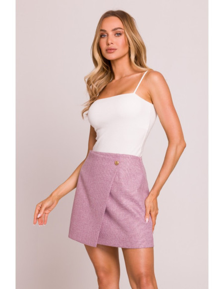 M854 Mini sijonas su užsegimais - marsala