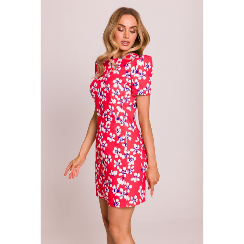 M856 Raštuota mini suknelė su dekoratyvinėmis rankovėmis... 2