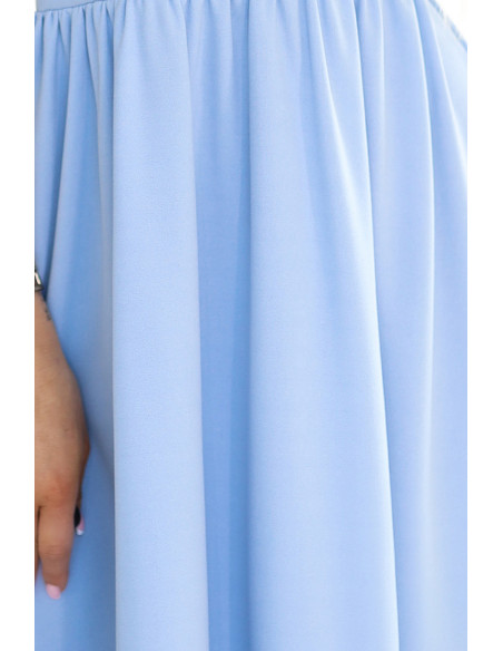  425-12 MATILDE Dress with a neckline and short sleeves - light blue 