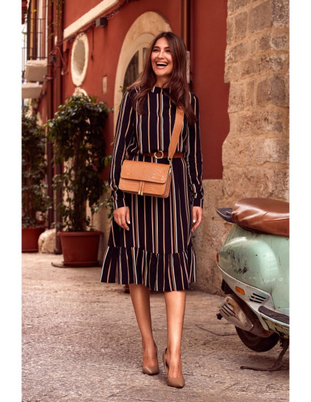 S182 Dryžuota suknelė su diržu - 1 modelis