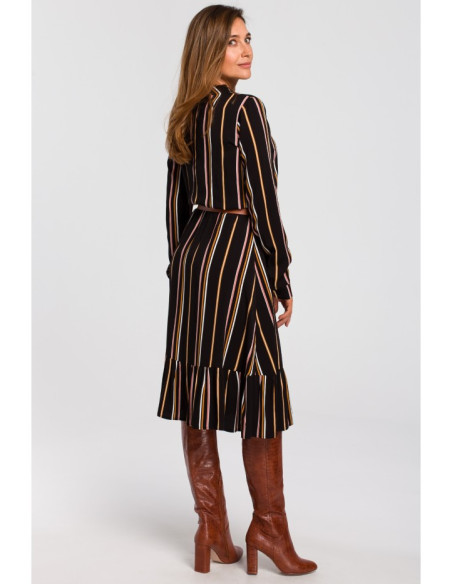 S182 Dryžuota suknelė su diržu - 1 modelis