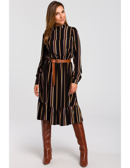 S182 Dryžuota suknelė su diržu - 1 modelis