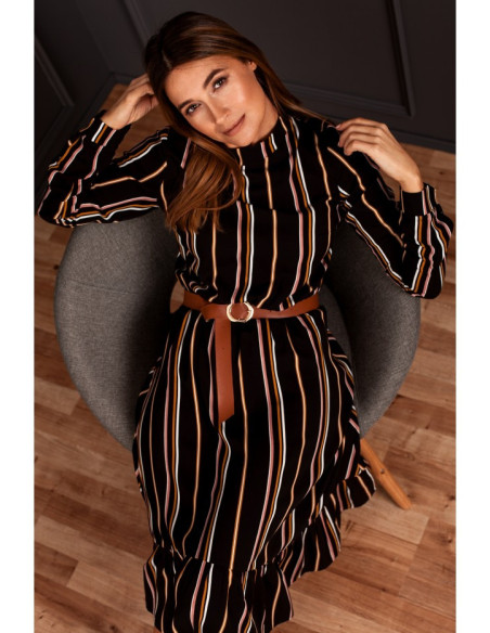 S182 Dryžuota suknelė su diržu - 1 modelis