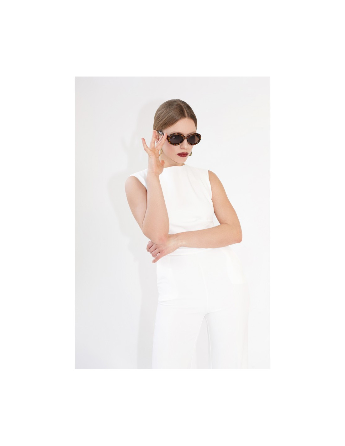 S115 Kombinezonas plačiomis kelnėmis - ecru...